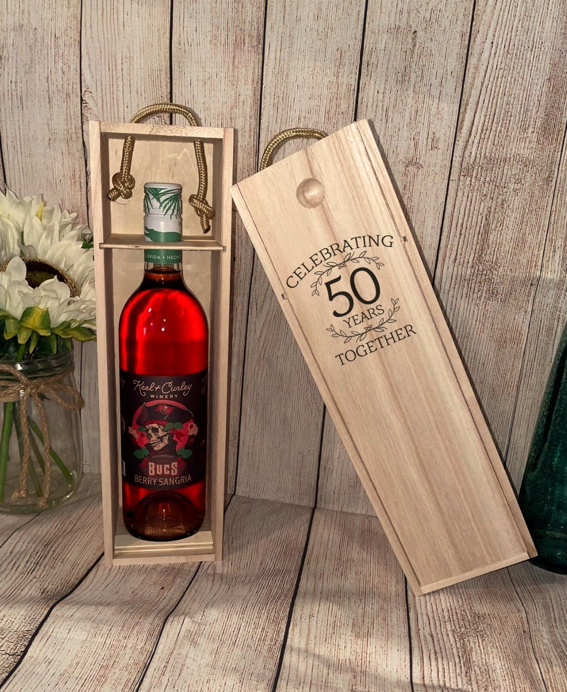Custom Wine Bottle Gift Box - Anniversary or Engagement | Joya Creations