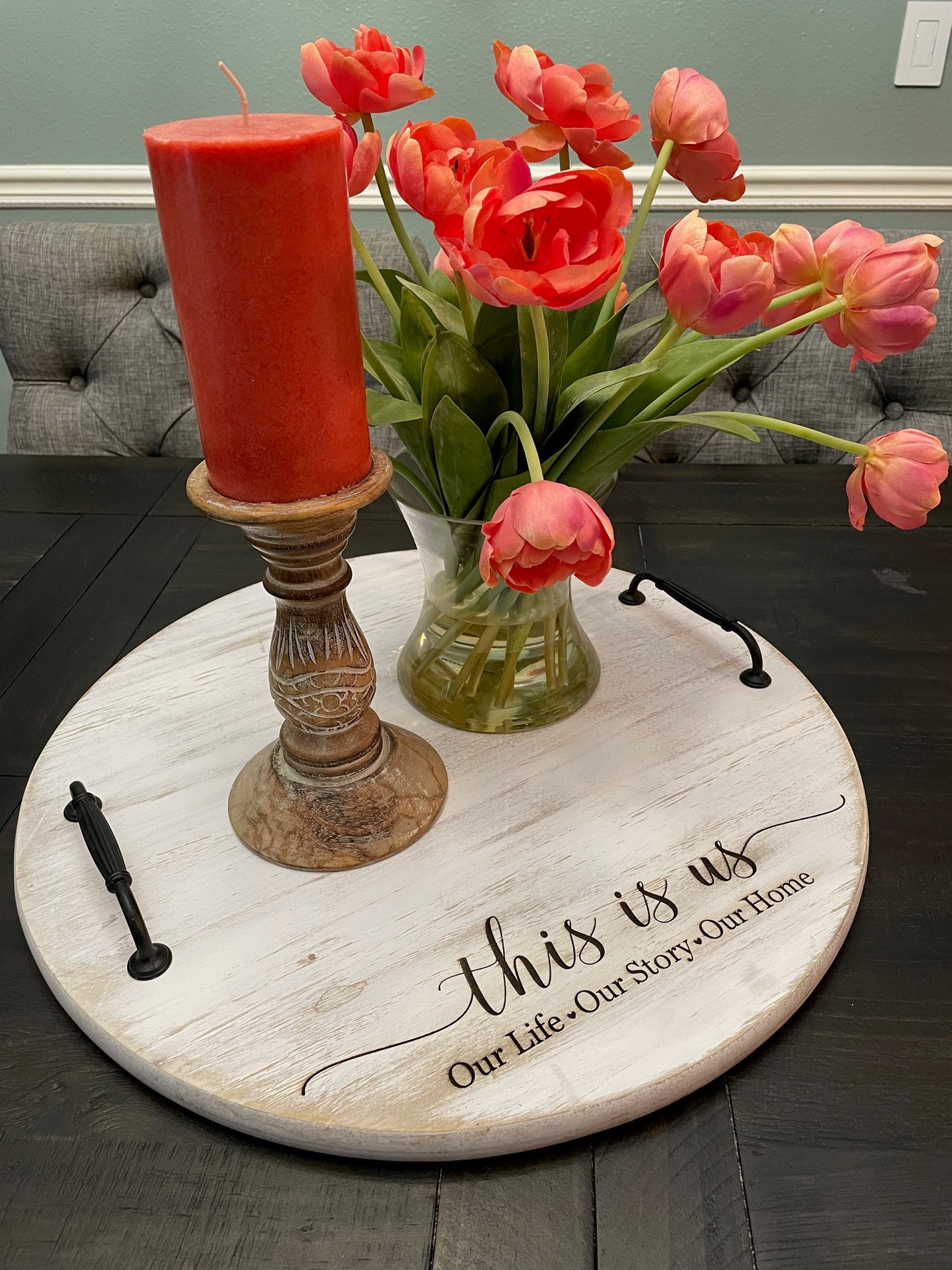 Large Wooden Tray with Handles 20x20 | Joya Creations