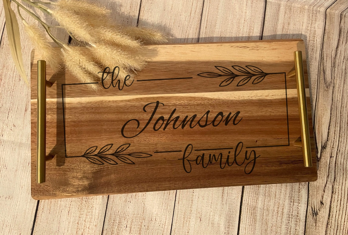 Perfect Gift 15 x 8 Tray with Gold Handles | Joya Creations