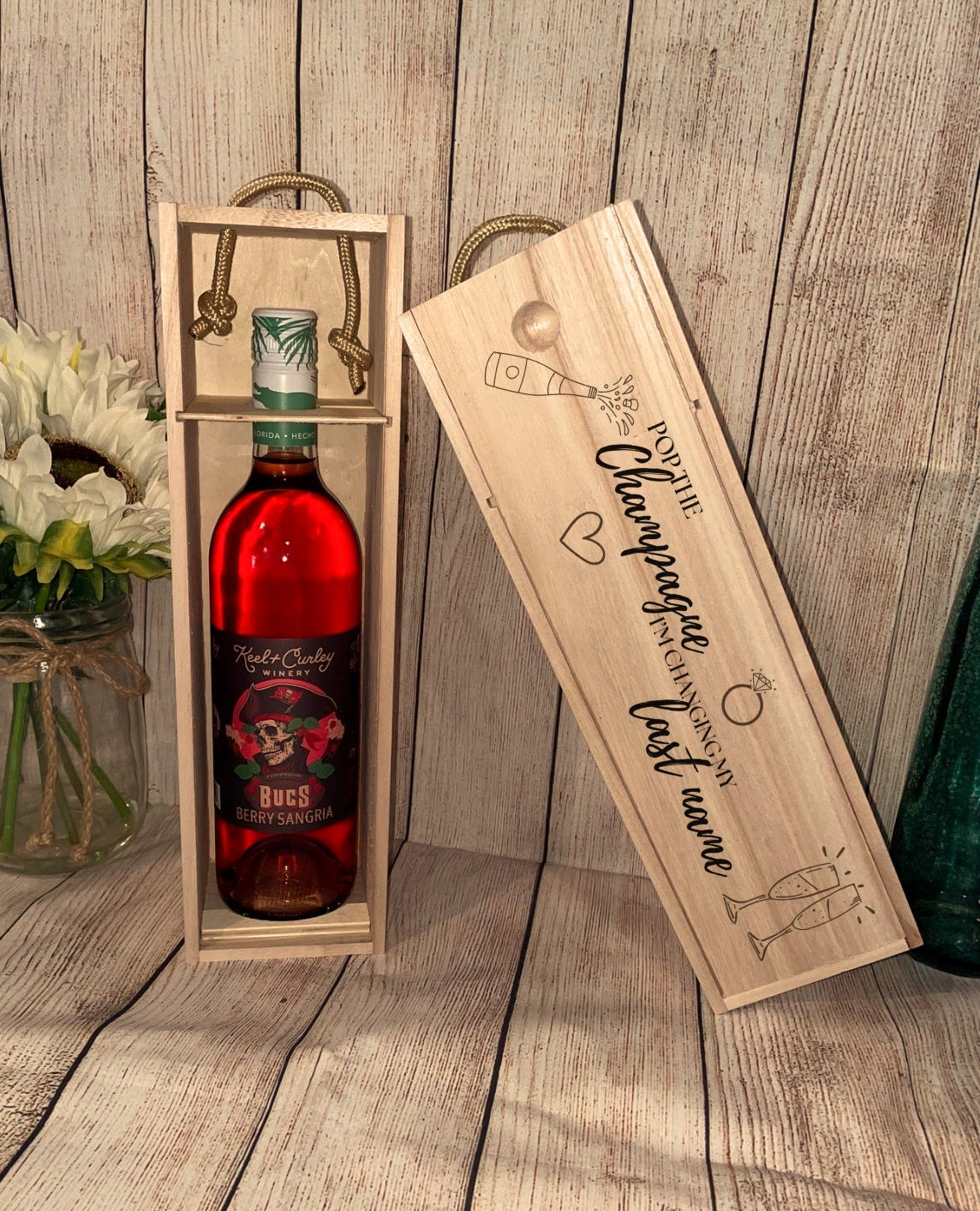 Custom Wine Bottle Gift Box - Anniversary or Engagement | Joya Creations