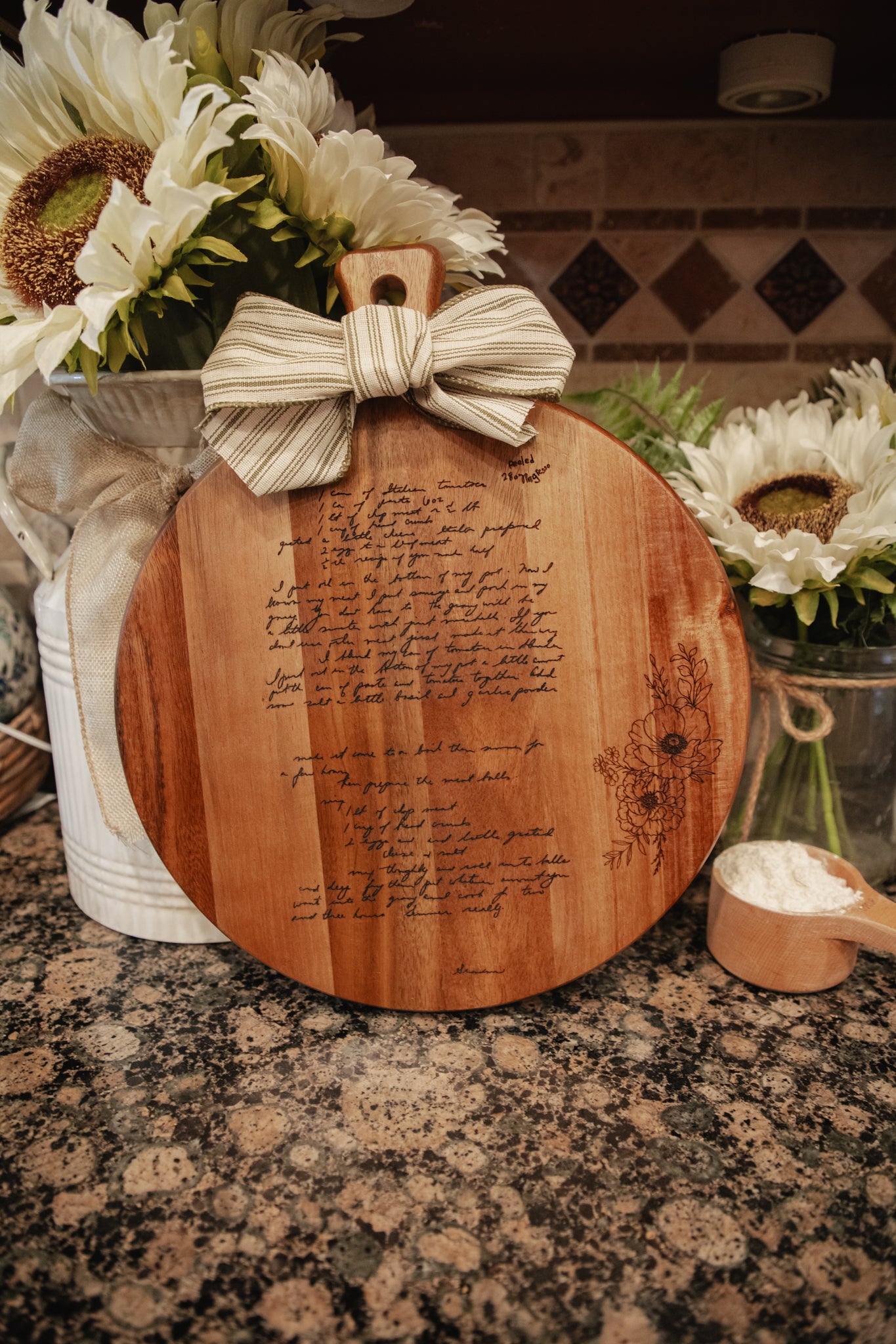 Cutting Board with Hand Written Recipe Laser Engraved | Joya Creations