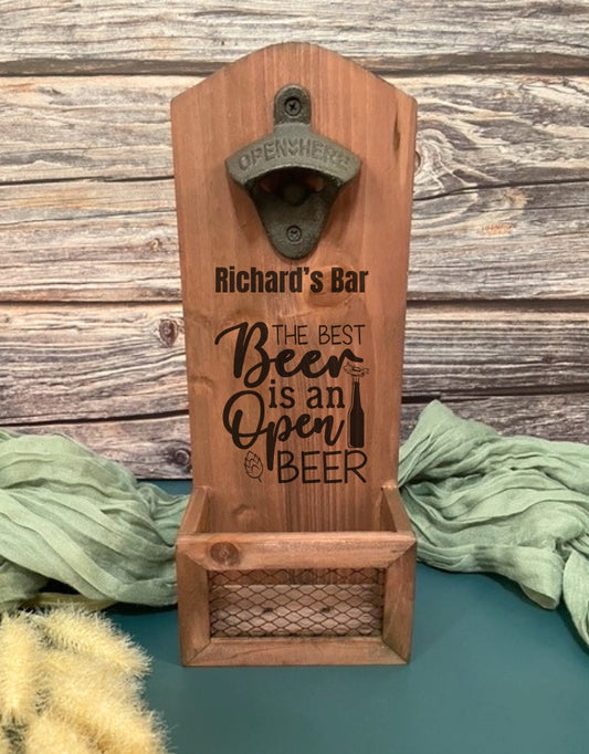 Vintage Wooden Wall Mounted Bottle Opener. Great Gift For Beer Lovers |Joya Creations