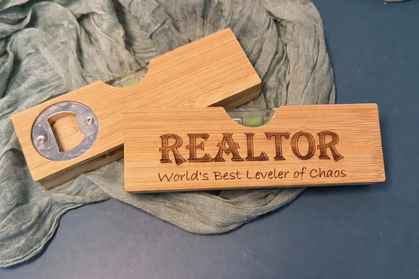 Laser Engraved Bamboo Level with Bottle Opener |JOYA CREATIONS