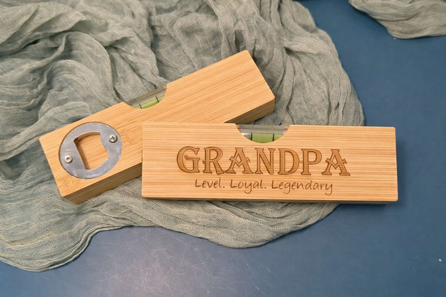 Laser Engraved Bamboo Level with Bottle Opener |JOYA CREATIONS