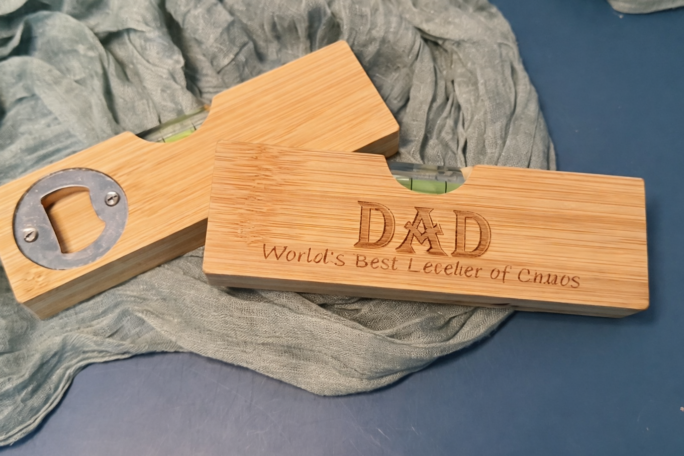 Laser Engraved Bamboo Level with Bottle Opener |JOYA CREATIONS