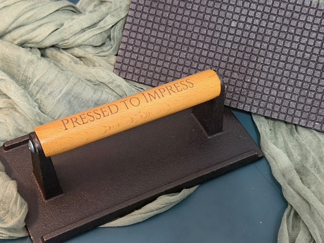 Laser Engraved Burger Press | Cast Iron Grill Press | Custom BBQ Gift | JOYA CREATIONS