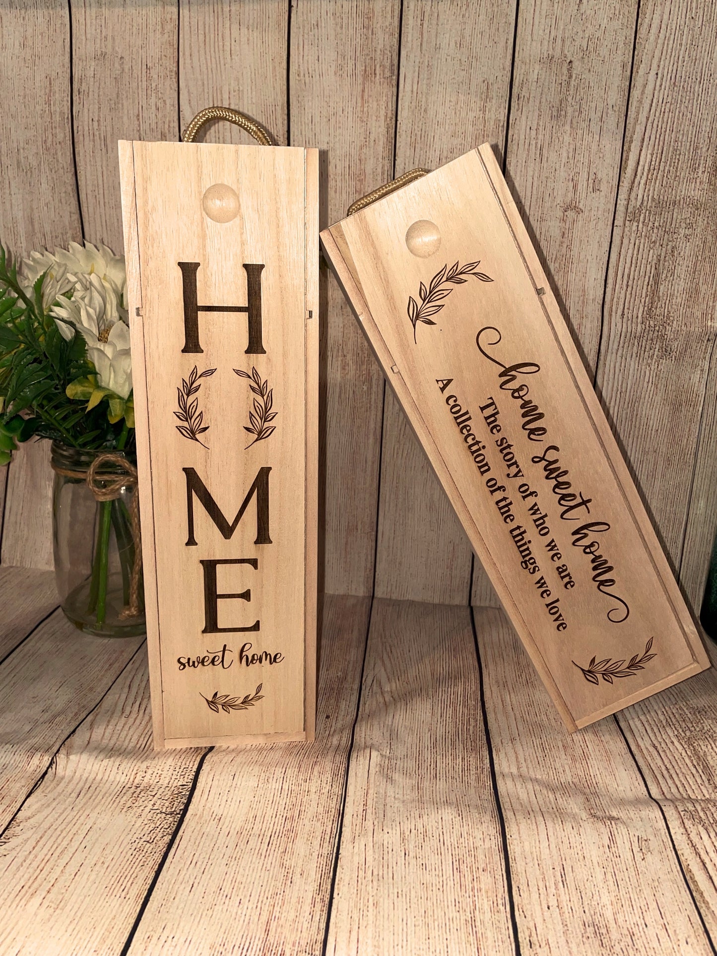 Custom Wine Bottle Gift Box - Home Sweet Home | Joya Creations