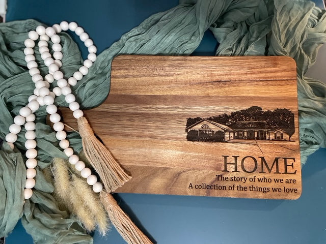 New Home Cutting Board Custom Created from Photo of Home | Joya Creations