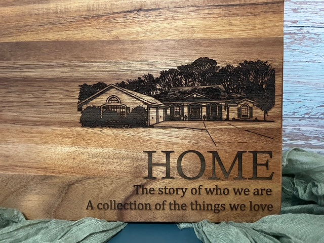 New Home Cutting Board Custom Created from Photo of Home | Joya Creations