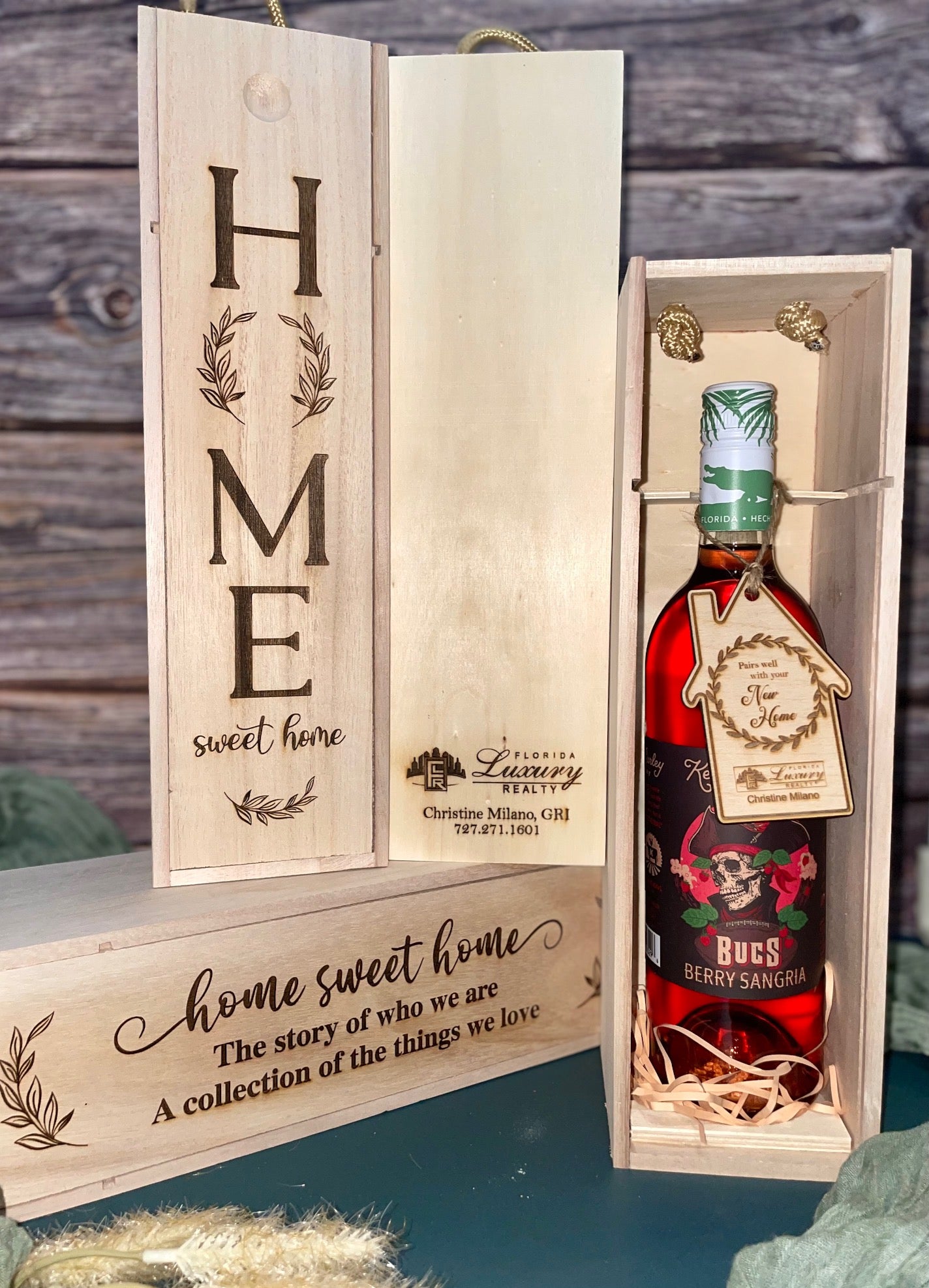 Wine Bottle Box with your Real Estate Logo | Joya Creations