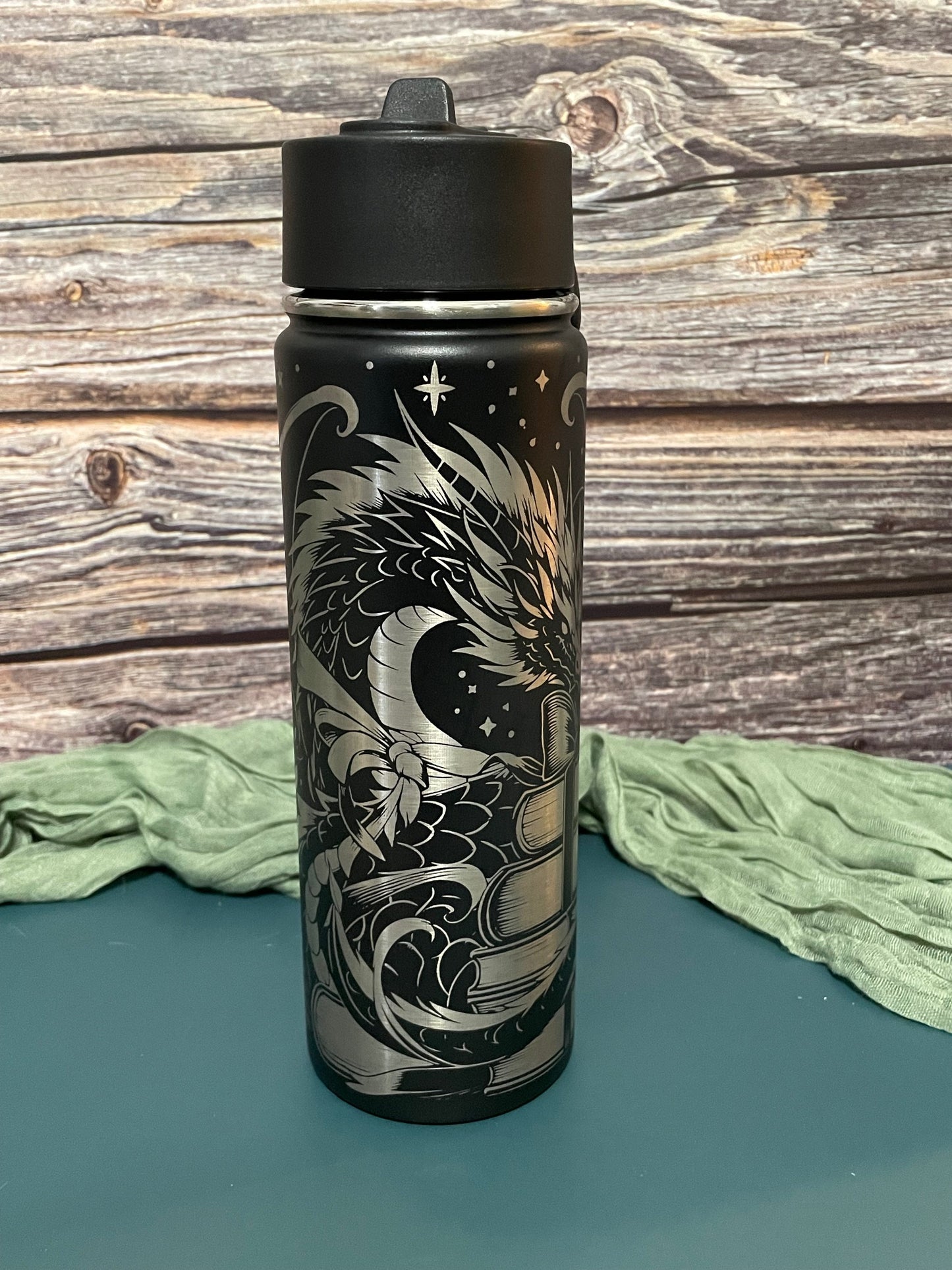 BOOK DRAGON Water Bottle Tumbler - Perfect Gift for Fantasy Book Lovers  | Joya Creations