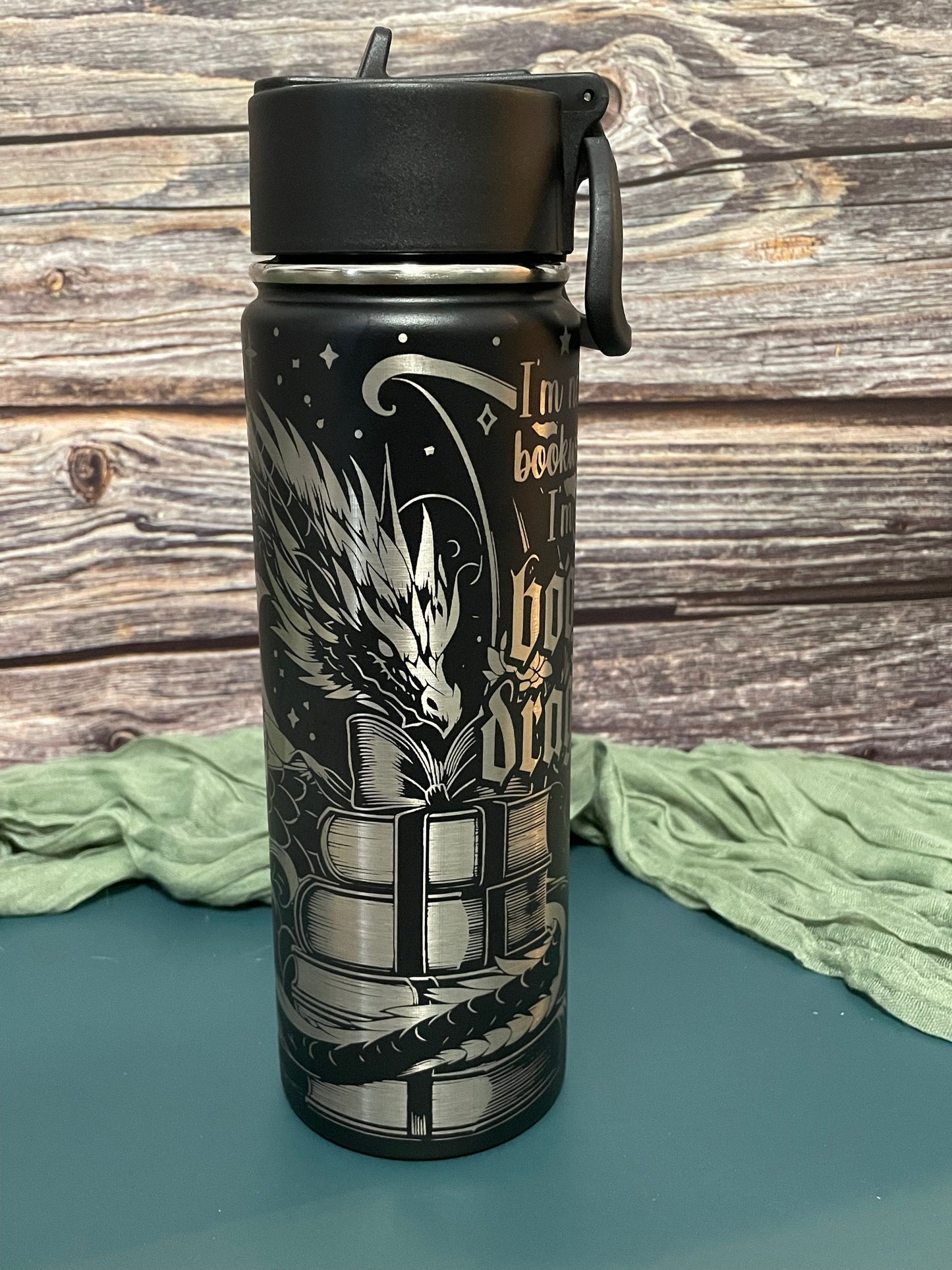 BOOK DRAGON Water Bottle Tumbler - Perfect Gift for Fantasy Book Lovers  | Joya Creations