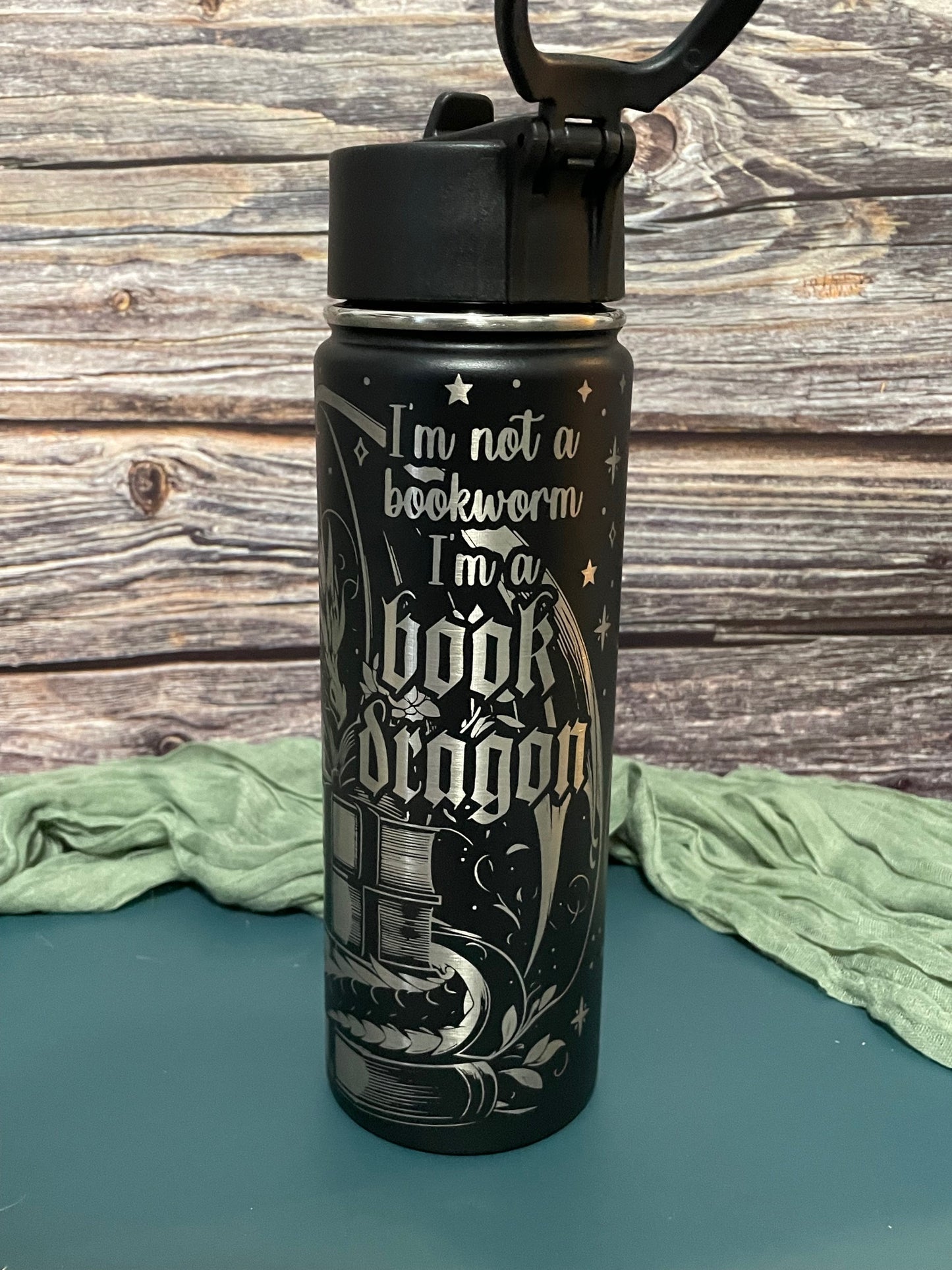 BOOK DRAGON Water Bottle Tumbler - Perfect Gift for Fantasy Book Lovers  | Joya Creations