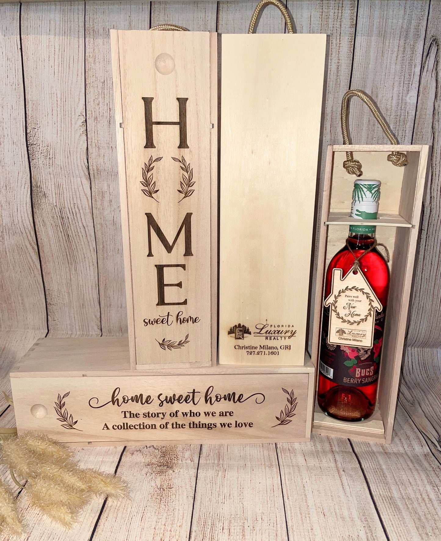 Wine Bottle Box with your Real Estate Logo | Joya Creations