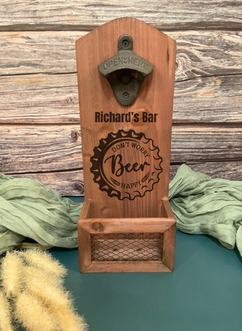 Vintage Wooden Wall Mounted Bottle Opener. Great Gift For Beer Lovers |Joya Creations